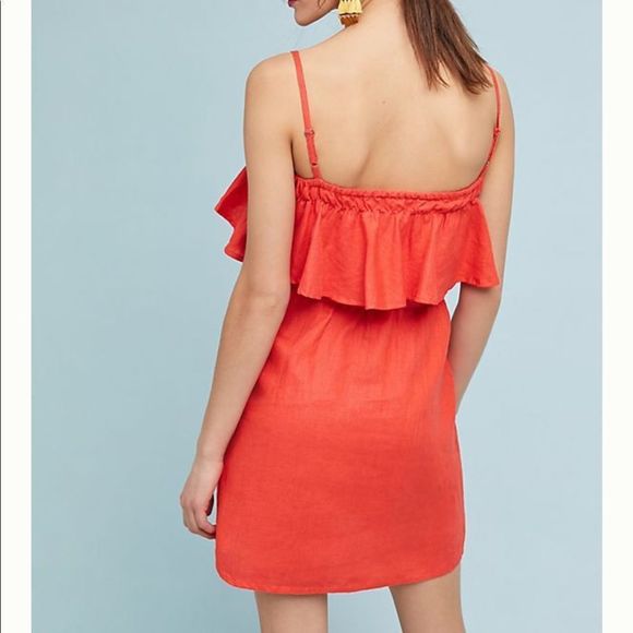 ANTHROPOLOGIE Faithful Linen Ruffles Dress - Picture 5 of 6